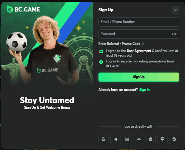 Log In to BC.Game